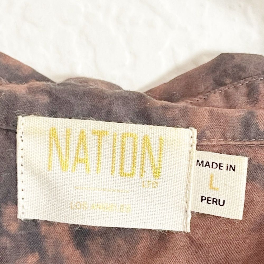 Nation LTD Los Angeles Tie Dye Tie Front Chocolate Brown Top Hi low - Picture 4 of 5
